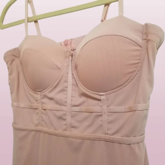 Haute Monde Dresses & Skirts - Haute Monde Blush Pink Mesh Valentines Edit Structured Bustier Style Bodycon